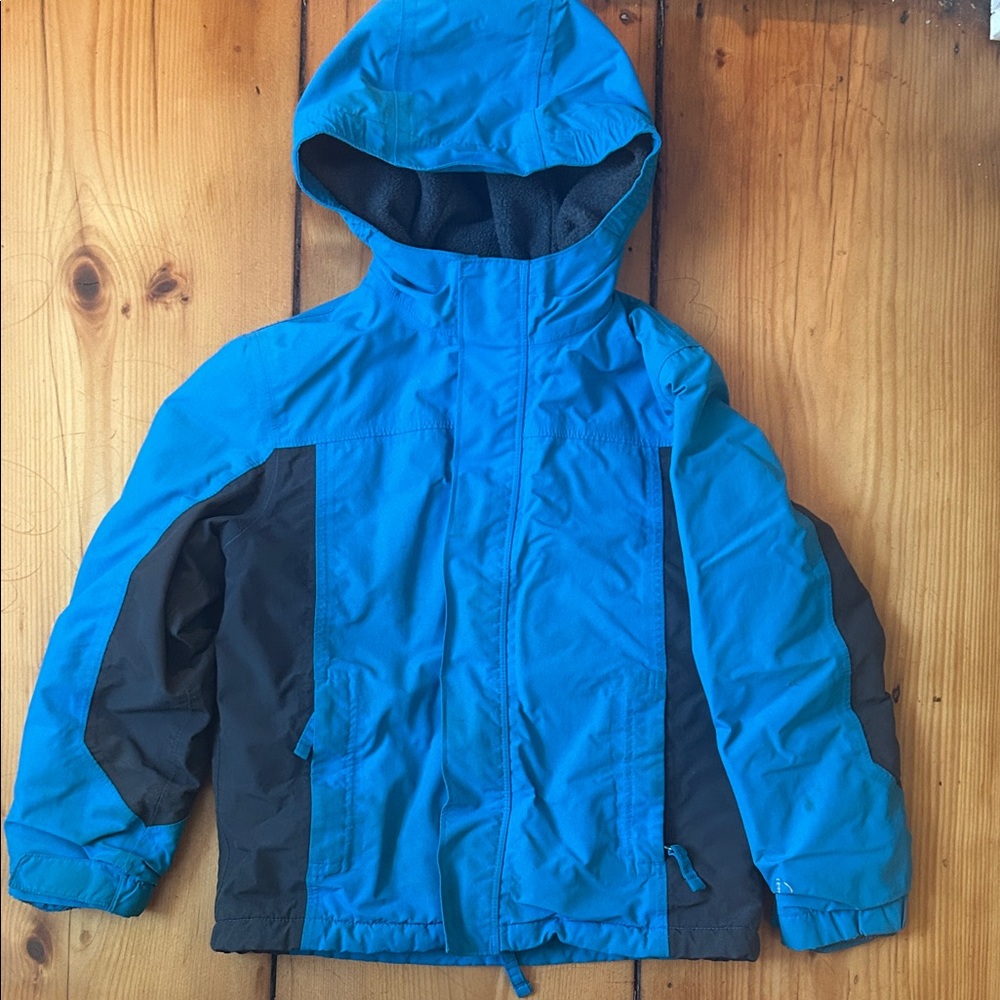 Lands' End Kids Bright Blue and Black Hooded Puffer Jacket